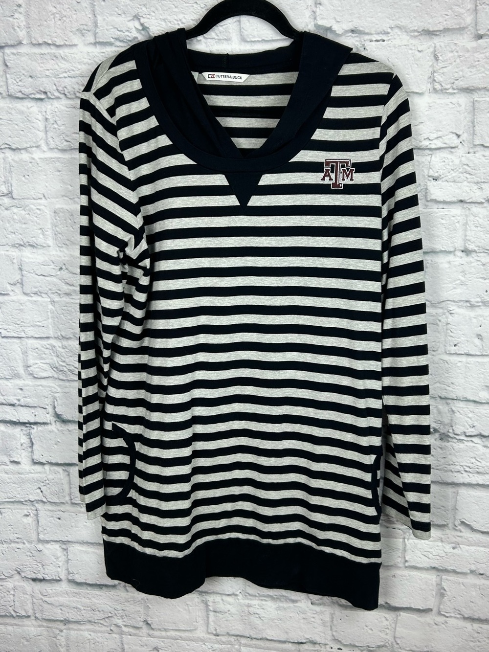 Cutter & Buck Texas A&M Aggies XL Striped Hooded Tunic Top Long Sleeve